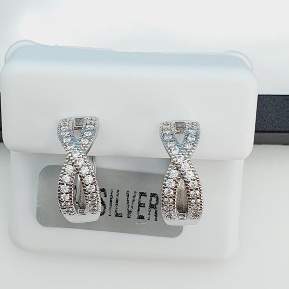 "925 Sterling Silver Cubic Zirconia Earrings, UU1P6A6149 - Picture 2 of 10